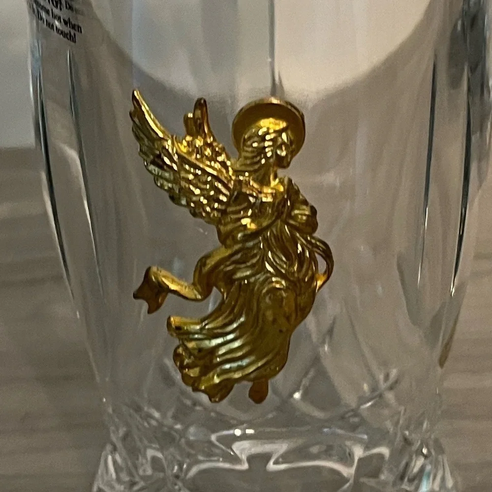 VTG Teleflora Heavy Bohemian Lead Crystal Hurricane Candle Holder Golden Angel